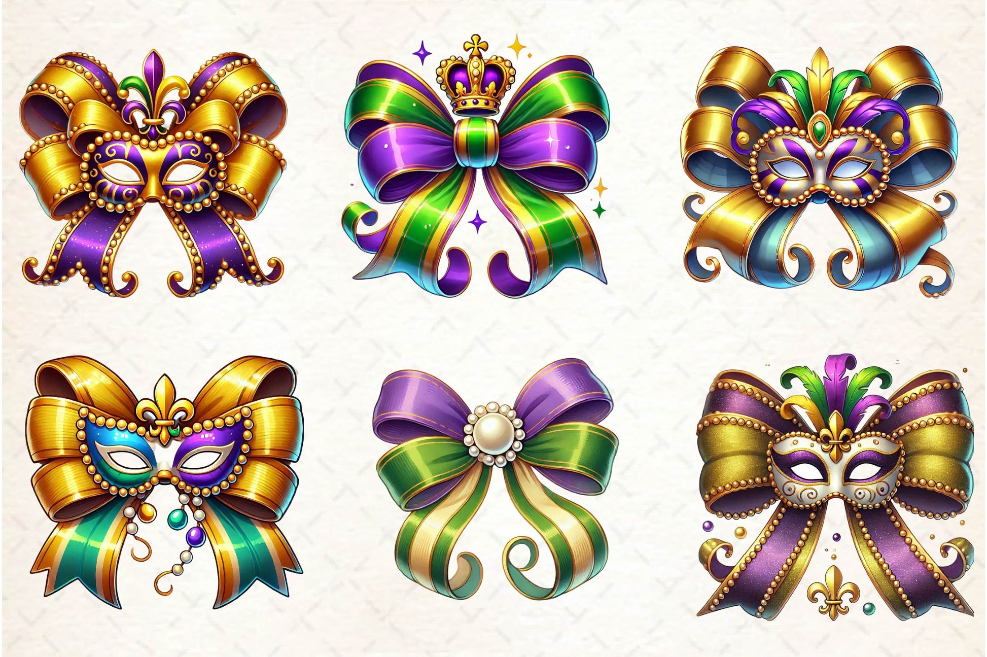 Mardi Gras Bow Clipart Bundle - CraftNest - Digital Crafting and Art
