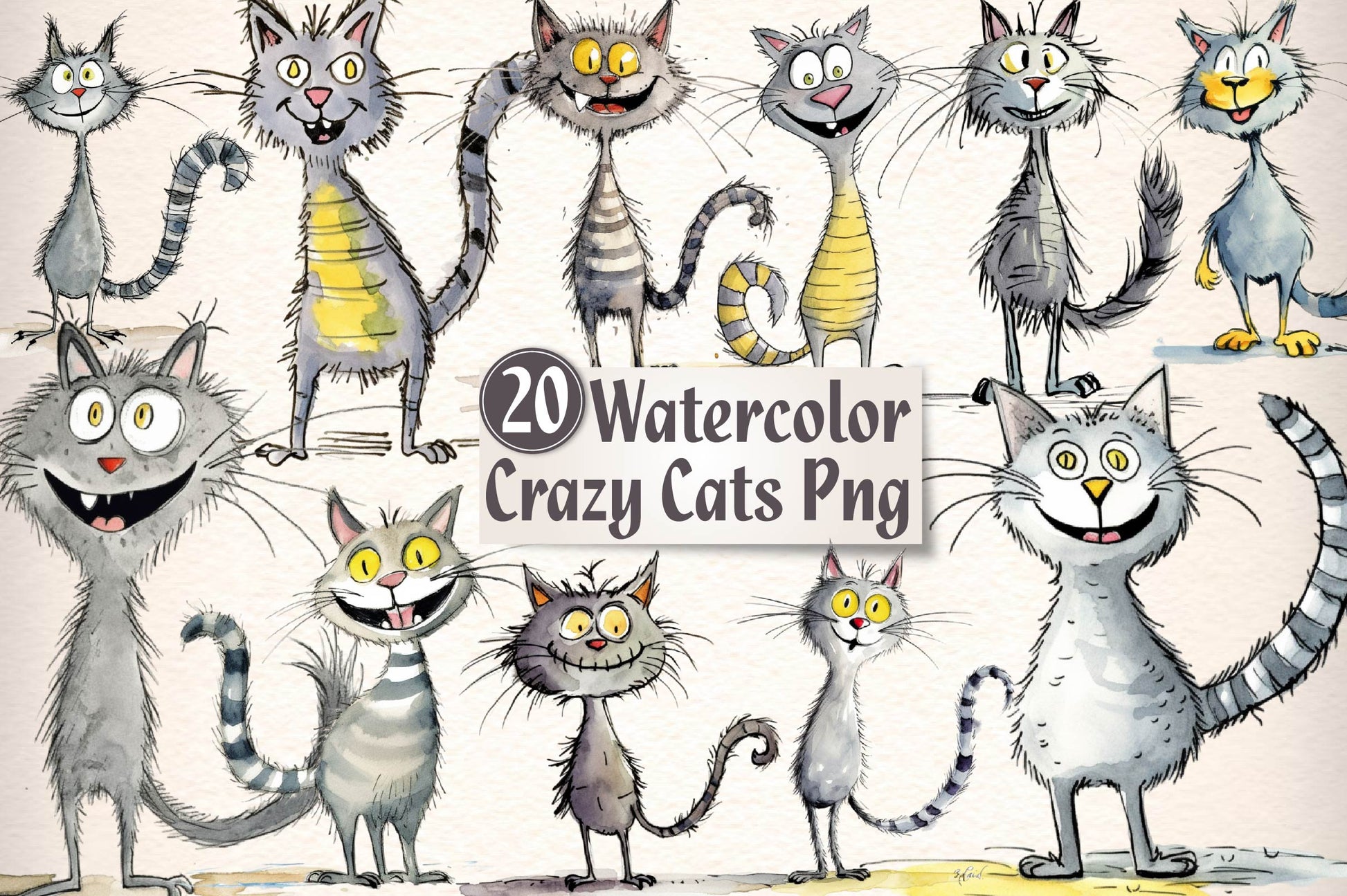 Funny Crazy Cats Clipart Bundle - CraftNest - Digital Crafting and Art