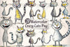 Funny Crazy Cats Clipart Bundle