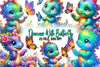 Cute Dinosaur With Butterfly Clipart Bundle