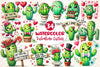 Cute Valentine Funny Cactus Clipart Bundle