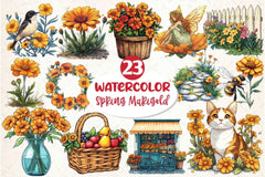 Spring Marigold Clipart Bundle 2 - CraftNest - Digital Crafting and Art