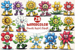 Flowers Mascot Clipart Bundle 2 - CraftNest - Digital Crafting and Art