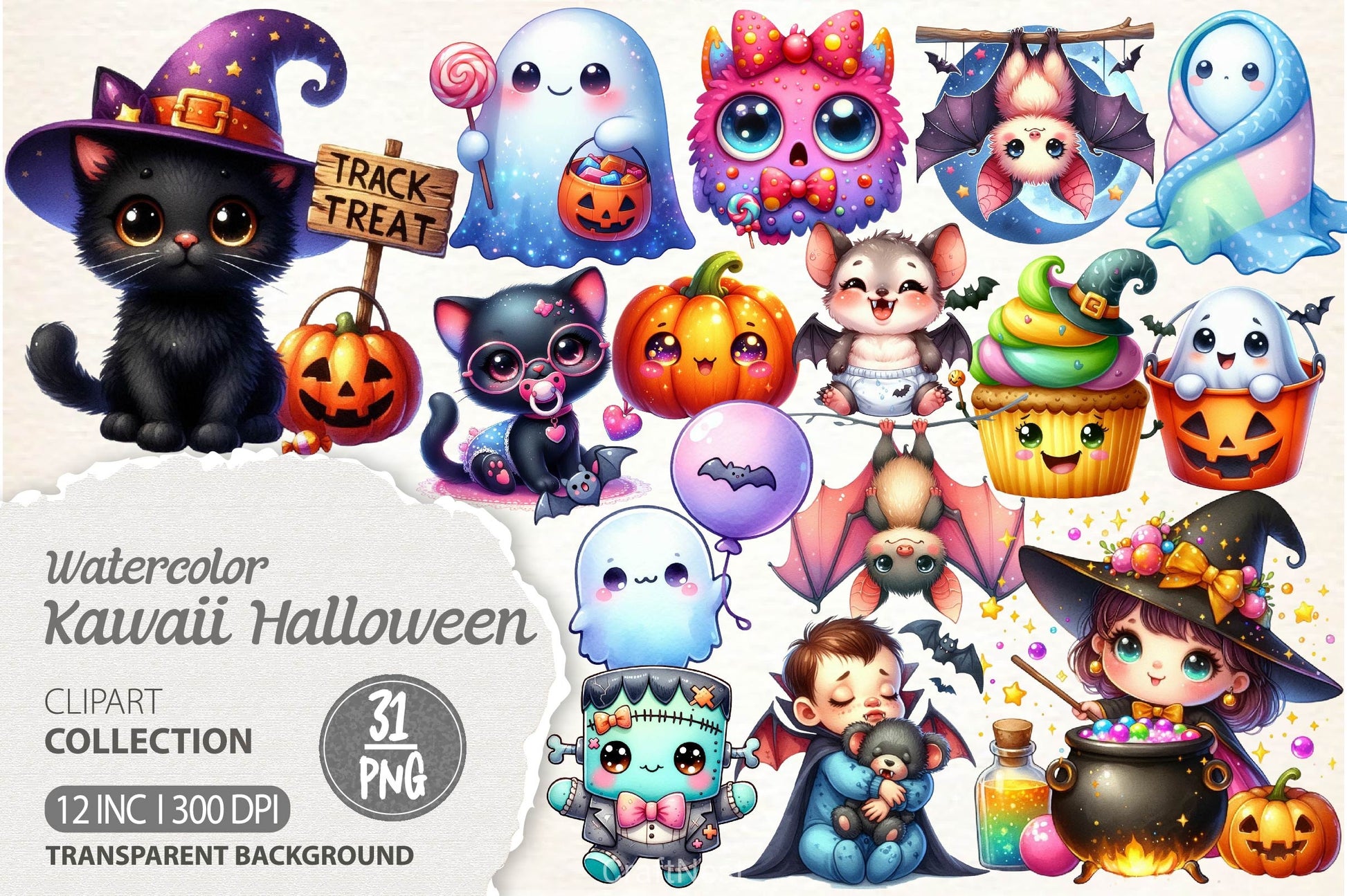 Kawaii Baby Halloween Clipart Bundle - CraftNest - Digital Crafting and Art