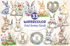Floral Bunny Embroidery Clipart Bundle - CraftNest - Digital Crafting and Art