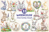 Floral Bunny Embroidery Clipart Bundle
