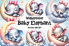 Watercolour Sleeping Baby Elephant Clipart Bundle