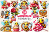 Peeking Valentine Bee Clipart Bundle 2