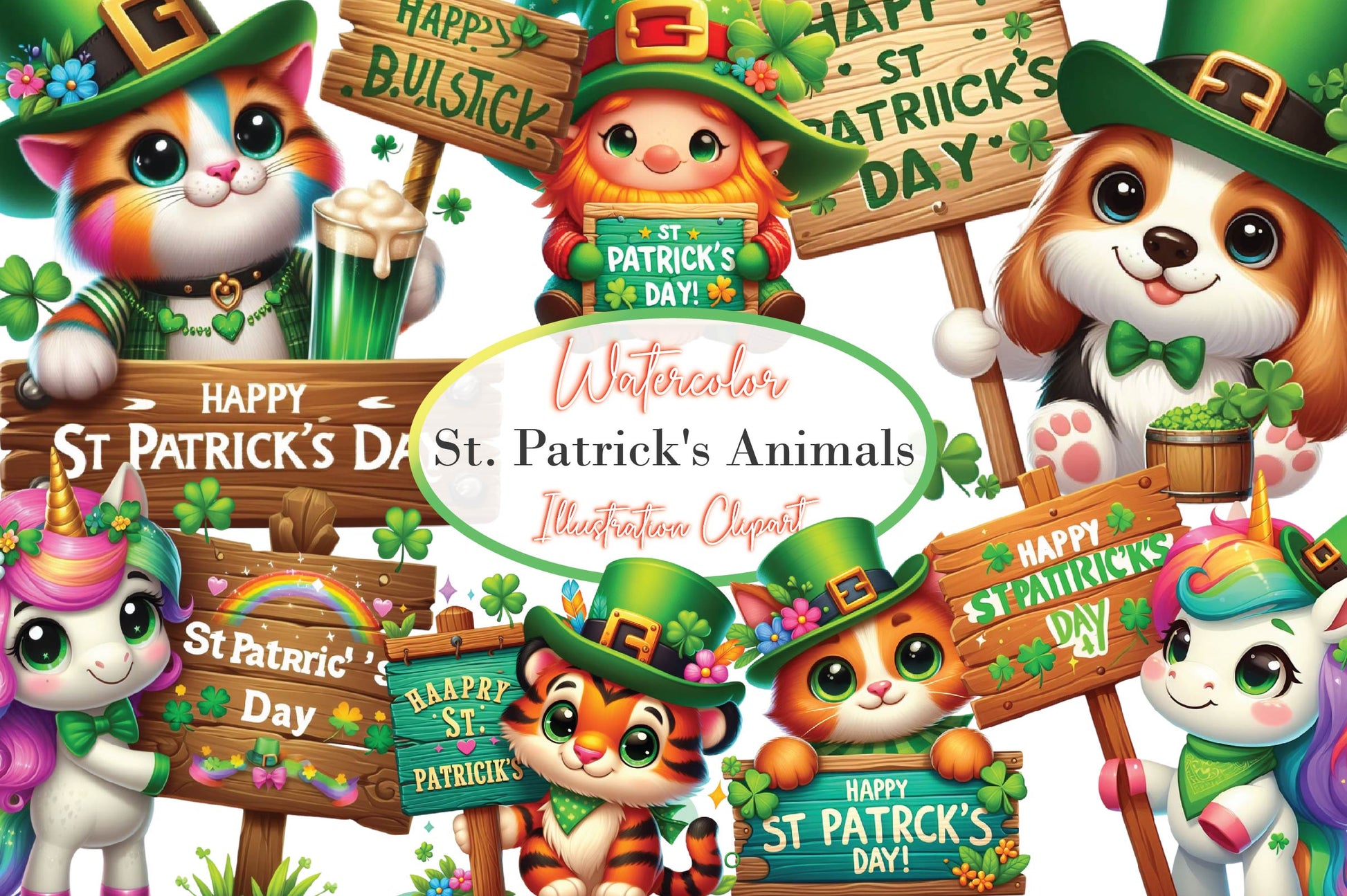 St Patrick'S Day Animals Clipart Bundle - CraftNest - Digital Crafting and Art