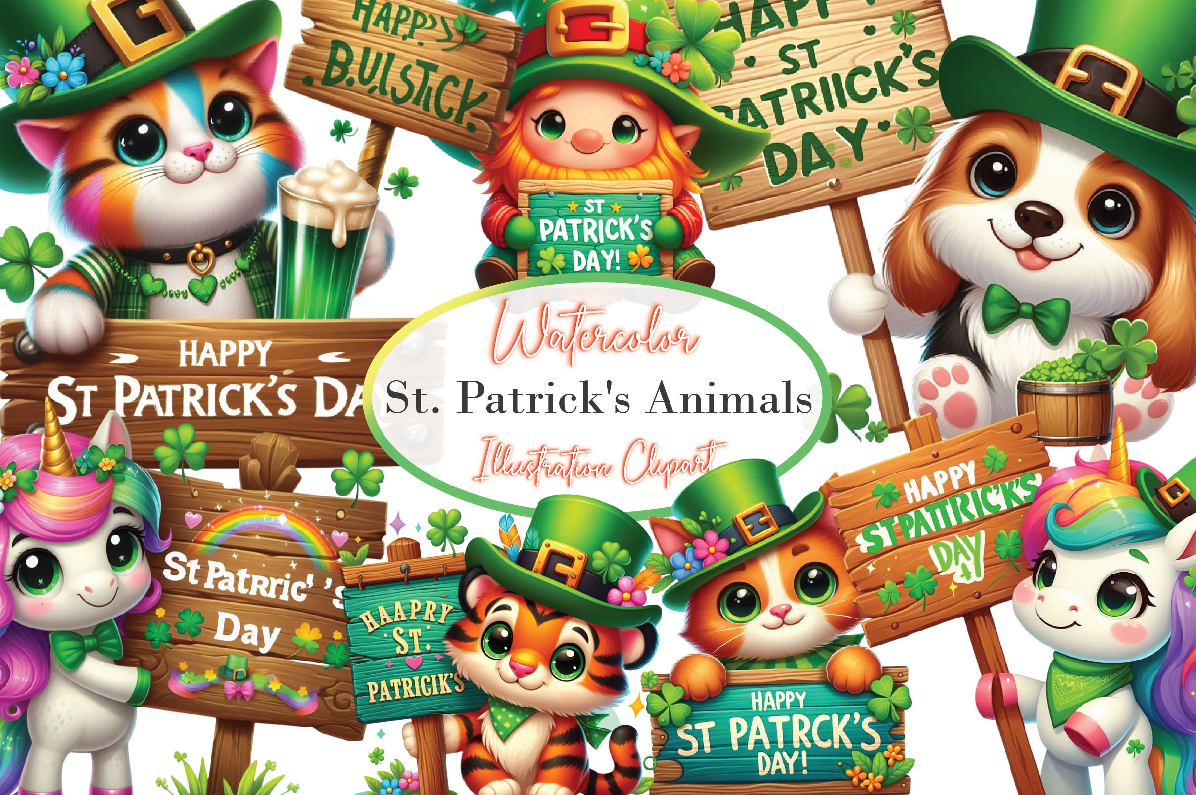 St Patrick'S Day Animals Clipart Bundle - CraftNest - Digital Crafting and Art
