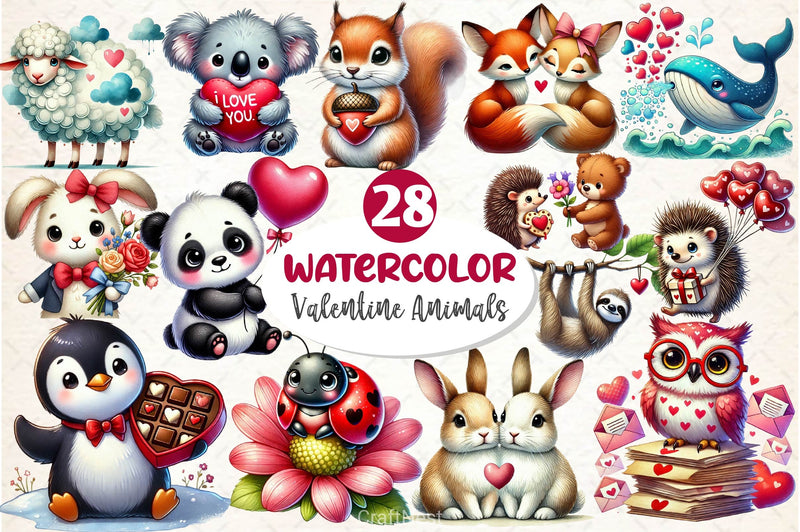 Valentine Design Valentine Animals Clipart Bundle 2 - CraftNest - Digital Crafting and Art