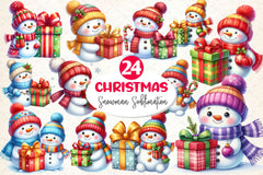 Christmas Cute Snowman Clipart Bundle 6 - CraftNest - Digital Crafting and Art