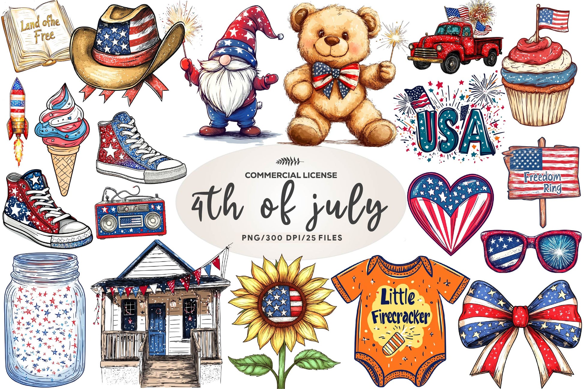 Red White & Boom Clipart Bundle - CraftNest - Digital Crafting and Art