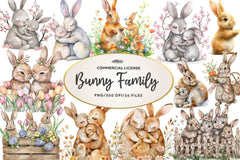 Springtime Bunny Family Clipart Bundle - CraftNest - Digital Crafting and Art
