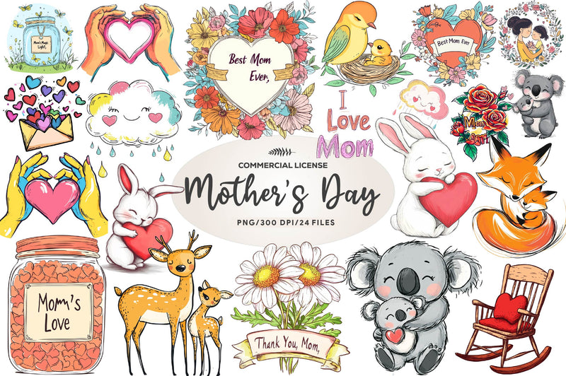 Heartfelt Mothers Day Doodles Clipart Bundle - CraftNest - Digital Crafting and Art