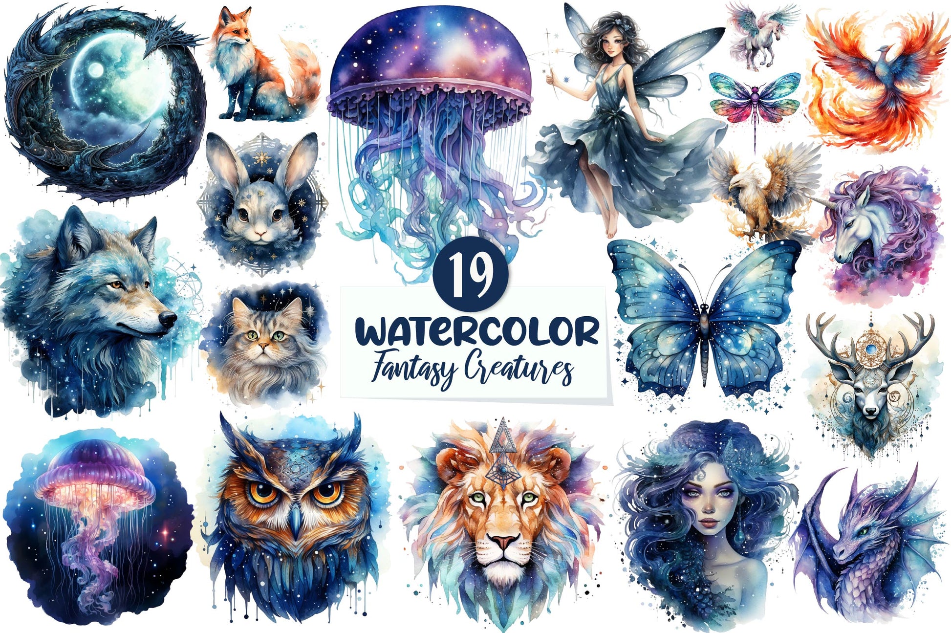 Celestial Fantasy Creatures Clipart Bundle - CraftNest - Digital Crafting and Art