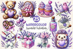 Lavender Valentine Clipart Bundle 2 - CraftNest - Digital Crafting and Art
