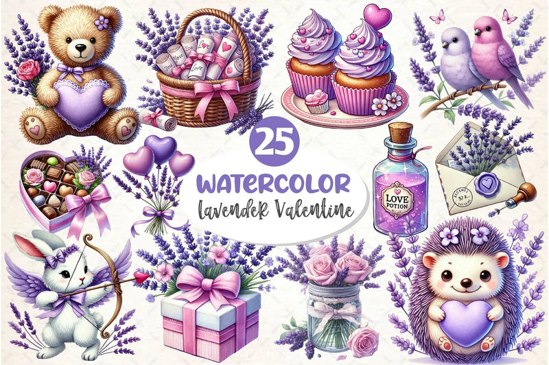 Lavender Valentine Clipart Bundle 2 - CraftNest - Digital Crafting and Art