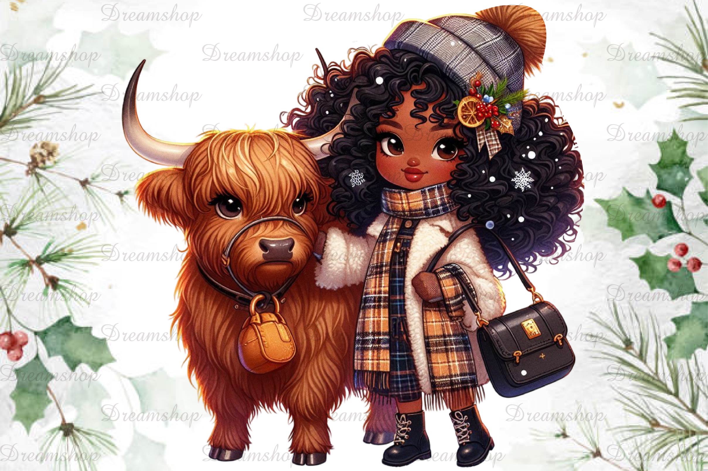 African American Christmas Girl Clipart Bundle 5 - CraftNest - Digital Crafting and Art