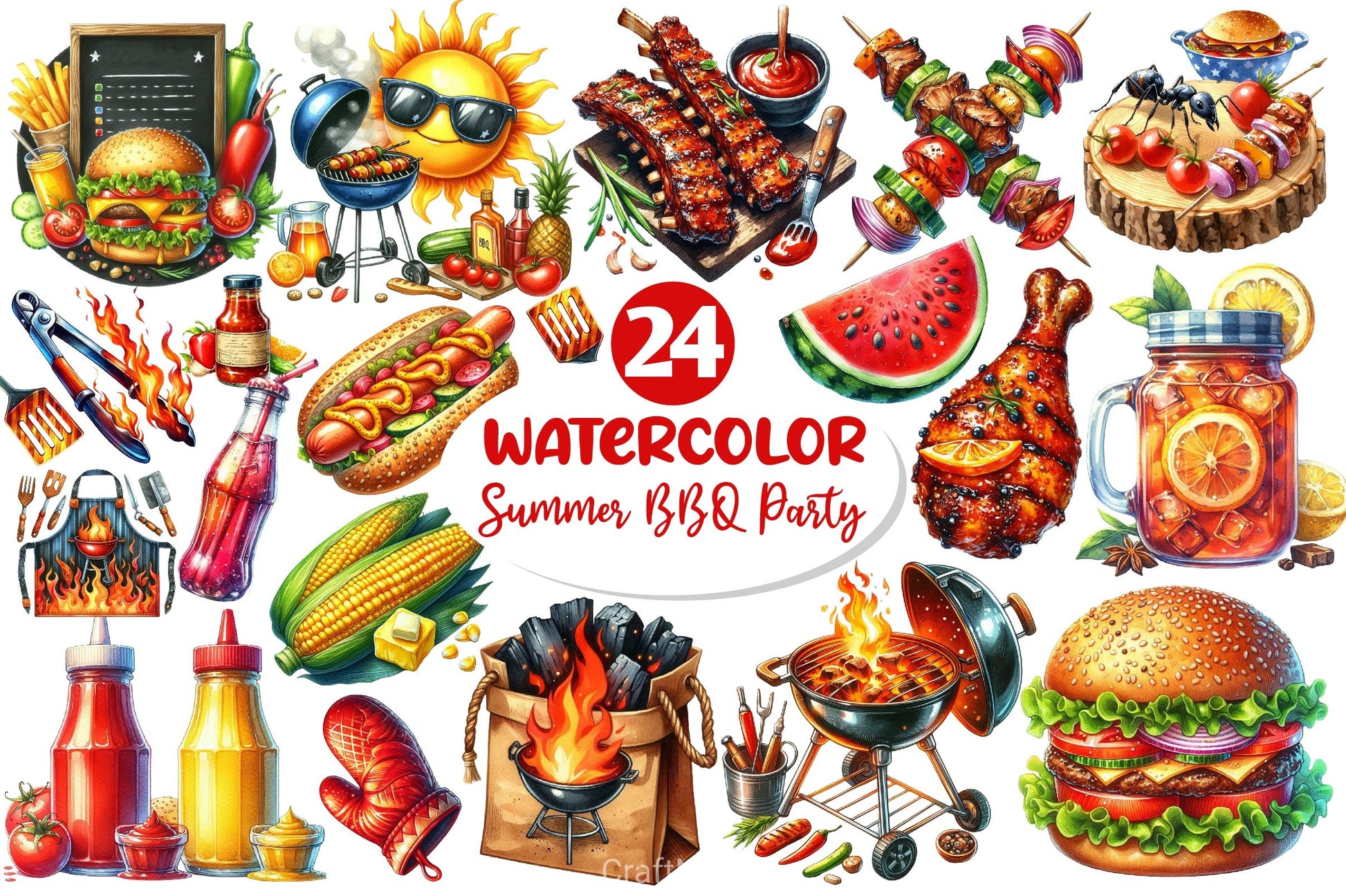 Summer BBQ Party Clipart Bundle 2 - CraftNest - Digital Crafting and Art