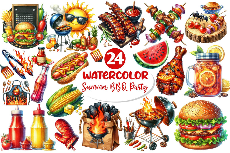 Summer BBQ Party Clipart Bundle 2 - CraftNest - Digital Crafting and Art