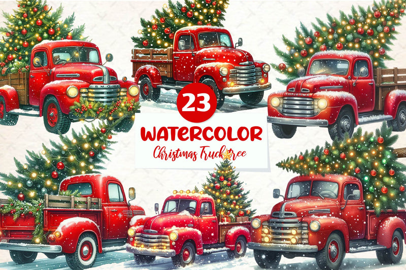 Christmas Truck Tree Clipart Bundle - CraftNest - Digital Crafting and Art