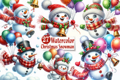 Christmas Balloon Snowman Clipart Bundle - CraftNest - Digital Crafting and Art