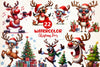 Funny Christmas Deer Clipart Bundle