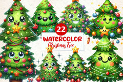 Smiling Christmas Tree Clipart Bundle - CraftNest - Digital Crafting and Art