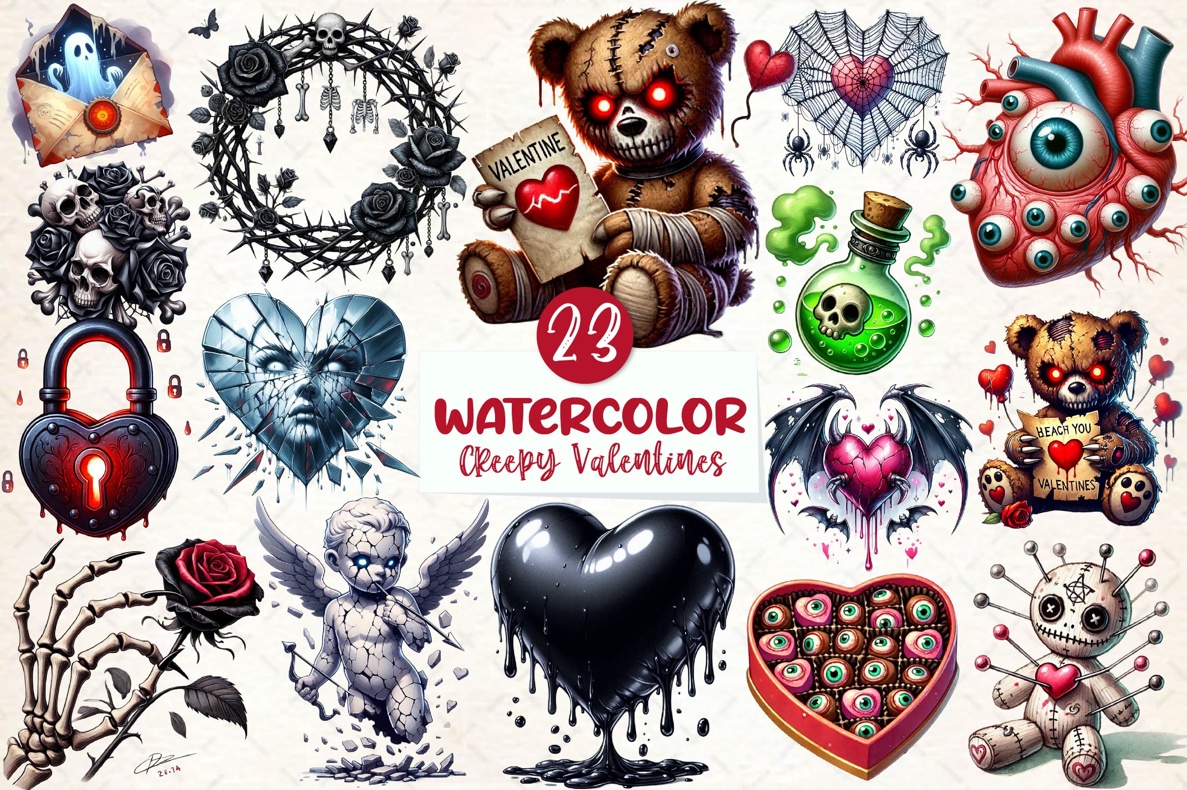 Creepy Valentines Clipart Bundle - CraftNest - Digital Crafting and Art