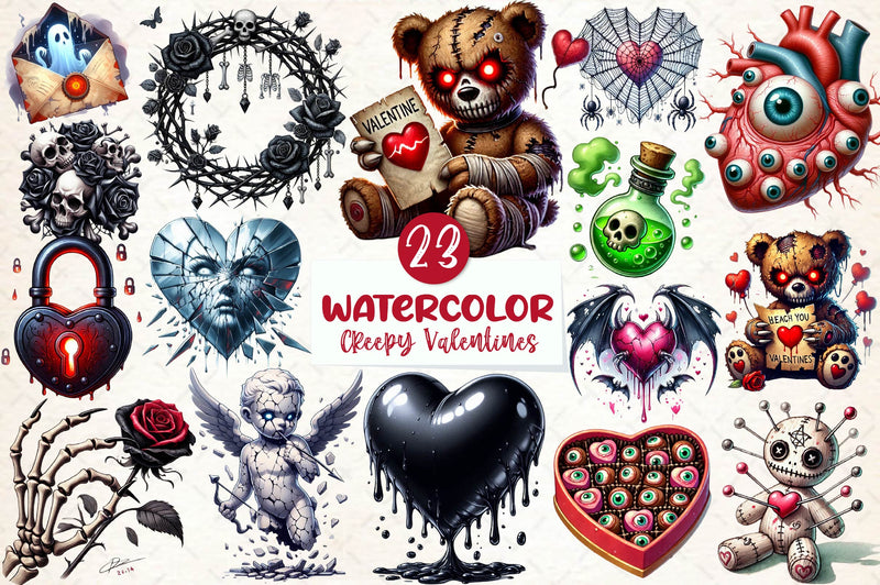 Creepy Valentines Clipart Bundle - CraftNest - Digital Crafting and Art