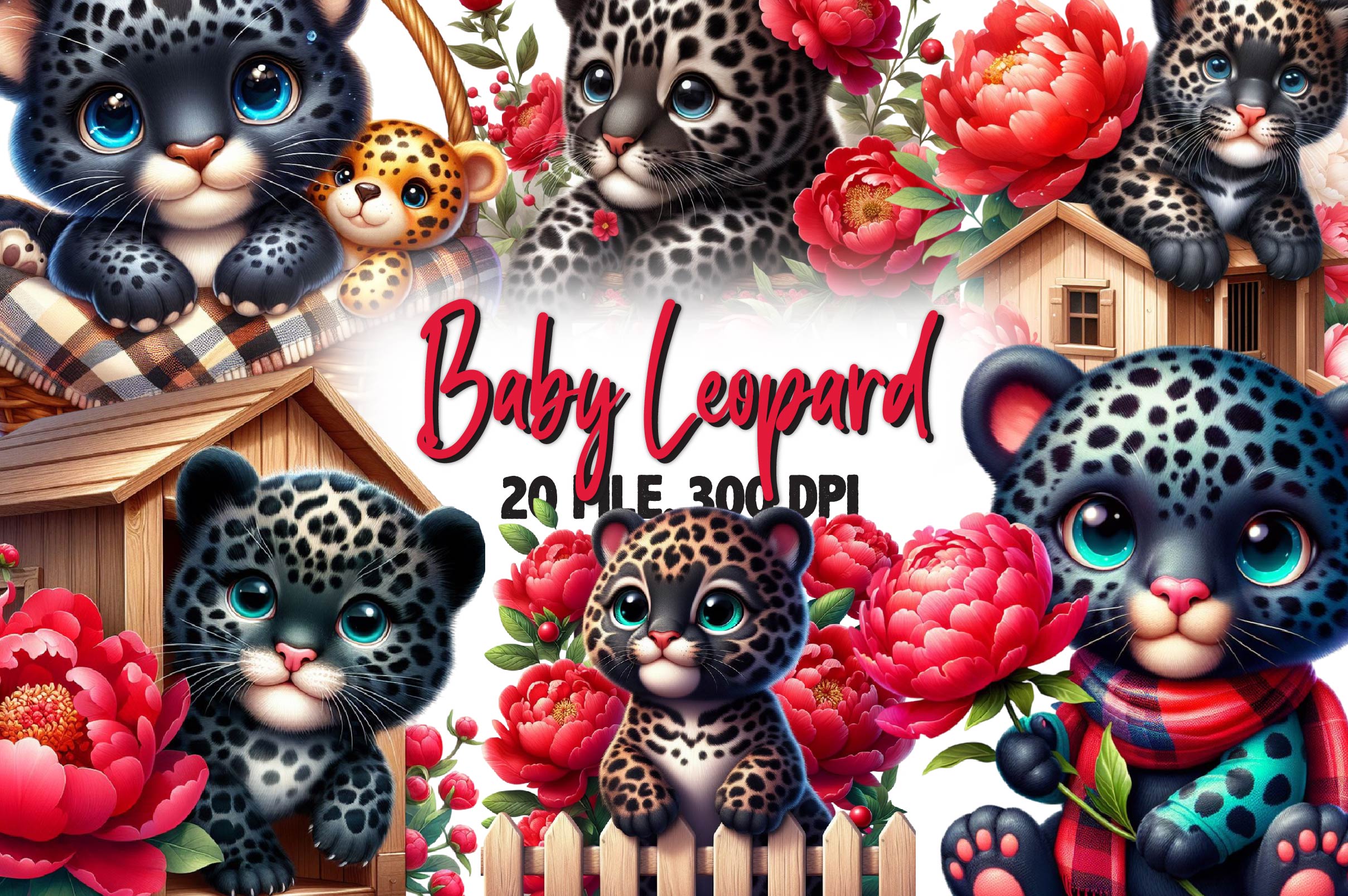 Cute Baby Leopard Clipart Bundle - CraftNest - Digital Crafting and Art