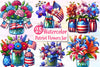 4th Of July Trio Flowers Jar Clipart Bundle