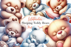 Sleeping Teddy Bears Clipart Bundle - CraftNest - Digital Crafting and Art