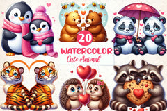 Cute Animal Couple Clipart Bundle - CraftNest - Digital Crafting and Art