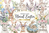 Floral Easter Bunny Clipart Bundle