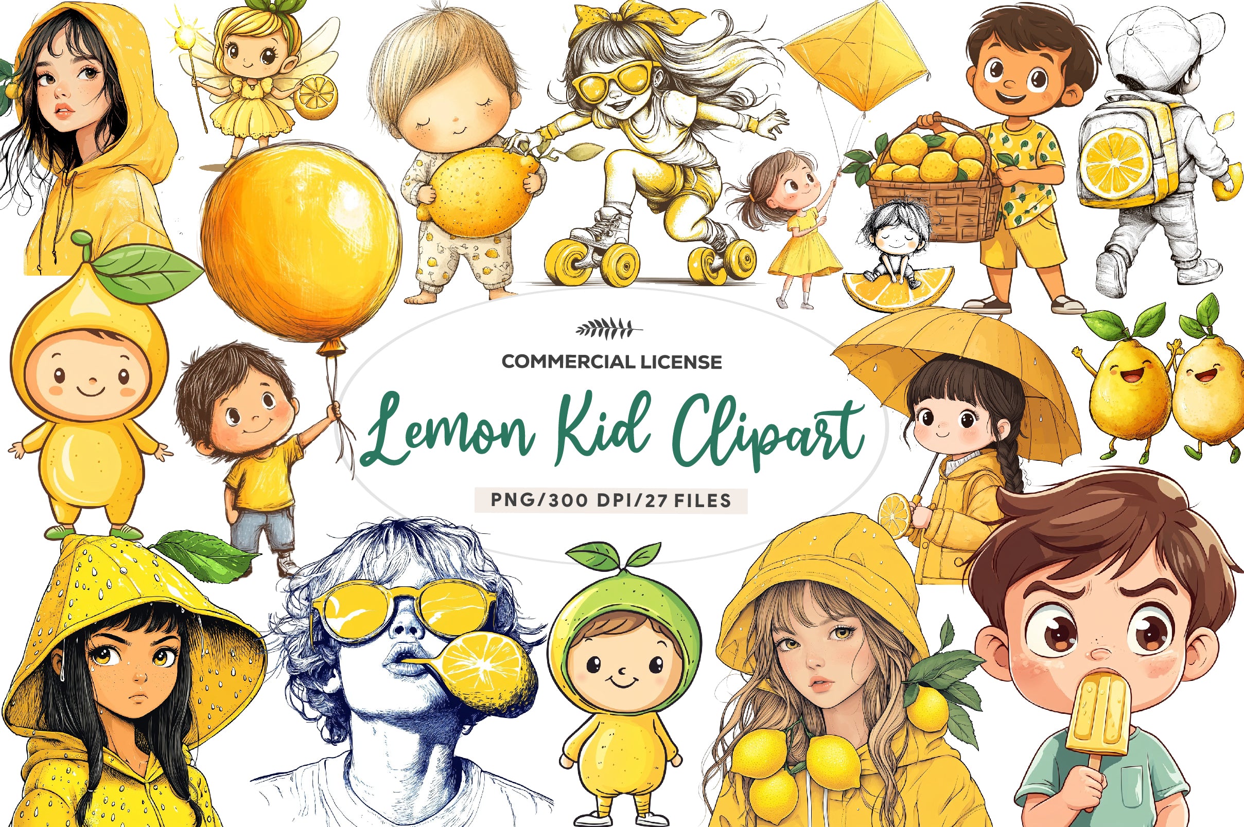 Lemon Kid Clipart Bundle - CraftNest - Digital Crafting and Art