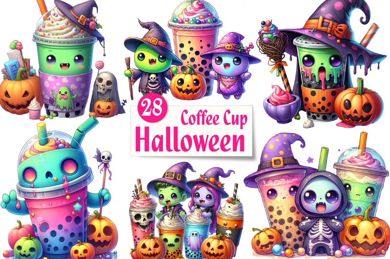 Halloween Coffee Cup Clipart Bundle 2 - CraftNest - Digital Crafting and Art