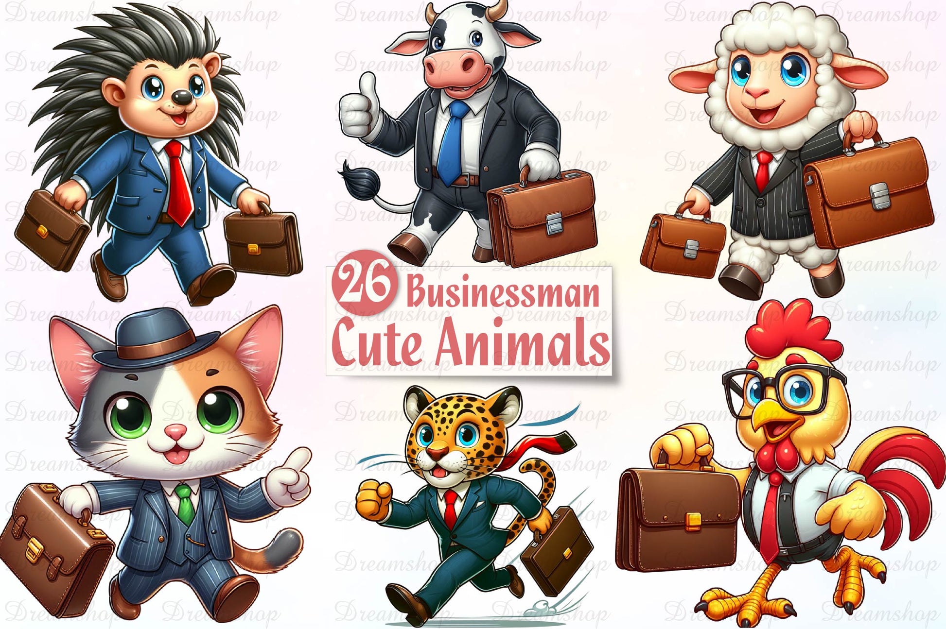 Cute Businessman Animals Clipart Bundle - CraftNest - Digital Crafting and Art