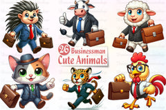 Cute Businessman Animals Clipart Bundle - CraftNest - Digital Crafting and Art