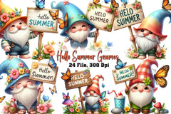 Hello Summer Gnomes Clipart Bundle - CraftNest - Digital Crafting and Art
