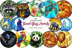 Round Stained Glass Animals Clipart Bundle - CraftNest - Digital Crafting and Art