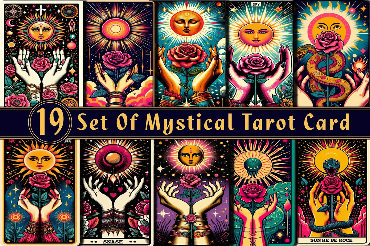 Tarot Card Design Set Of Mystical Tarot Card Design Clipart Bundle