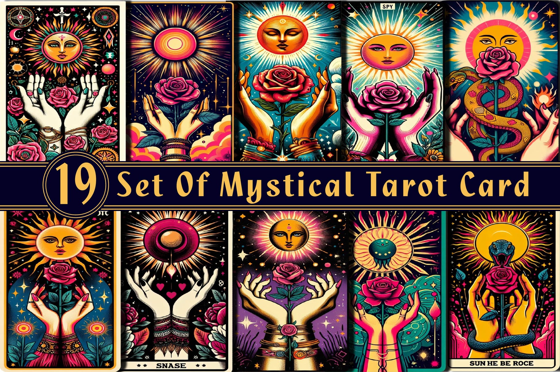 Set Of Mystical Tarot Card Design Clipart Bundle - CraftNest - Digital Crafting and Art