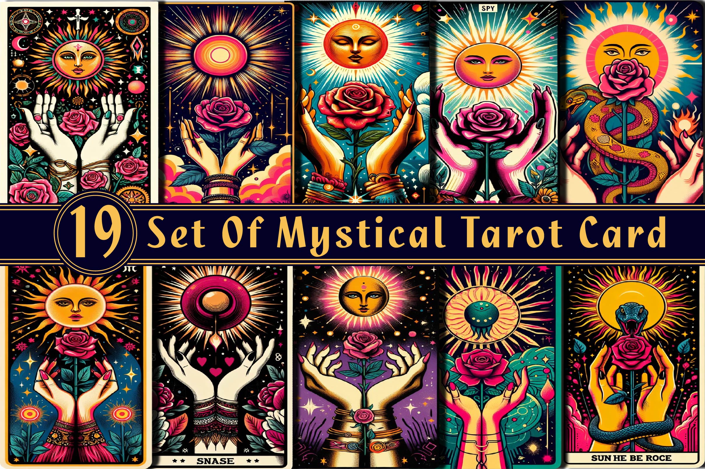 Set Of Mystical Tarot Card Design Clipart Bundle - CraftNest - Digital Crafting and Art