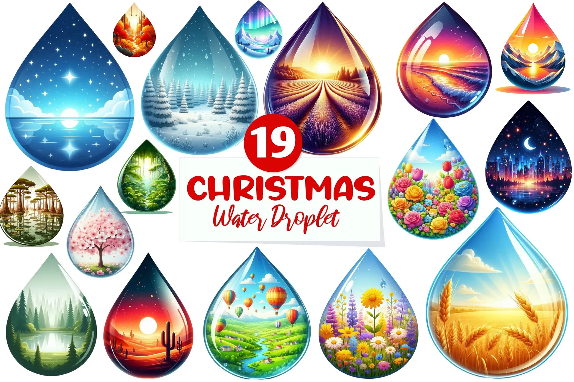 Landscape Water Droplet Clipart Bundle - CraftNest - Digital Crafting and Art