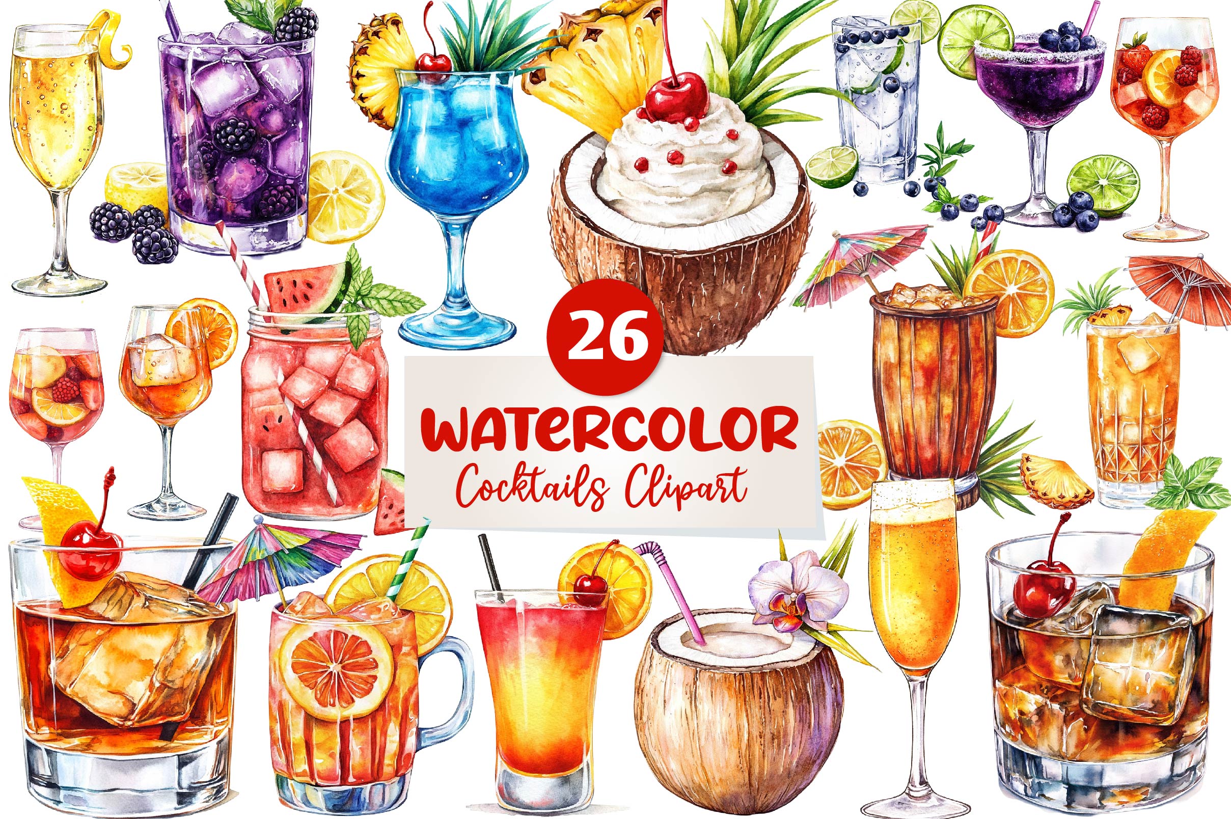 Cocktails Clipart Bundle - CraftNest - Digital Crafting and Art