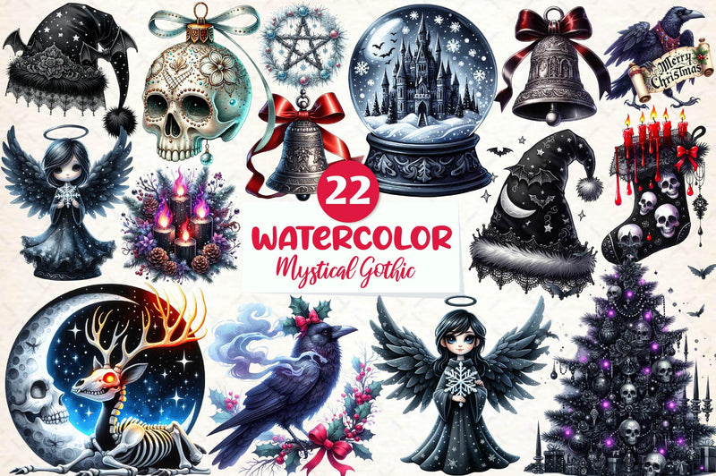 Mystical Gothic Christmas Clipart Bundle - CraftNest - Digital Crafting and Art