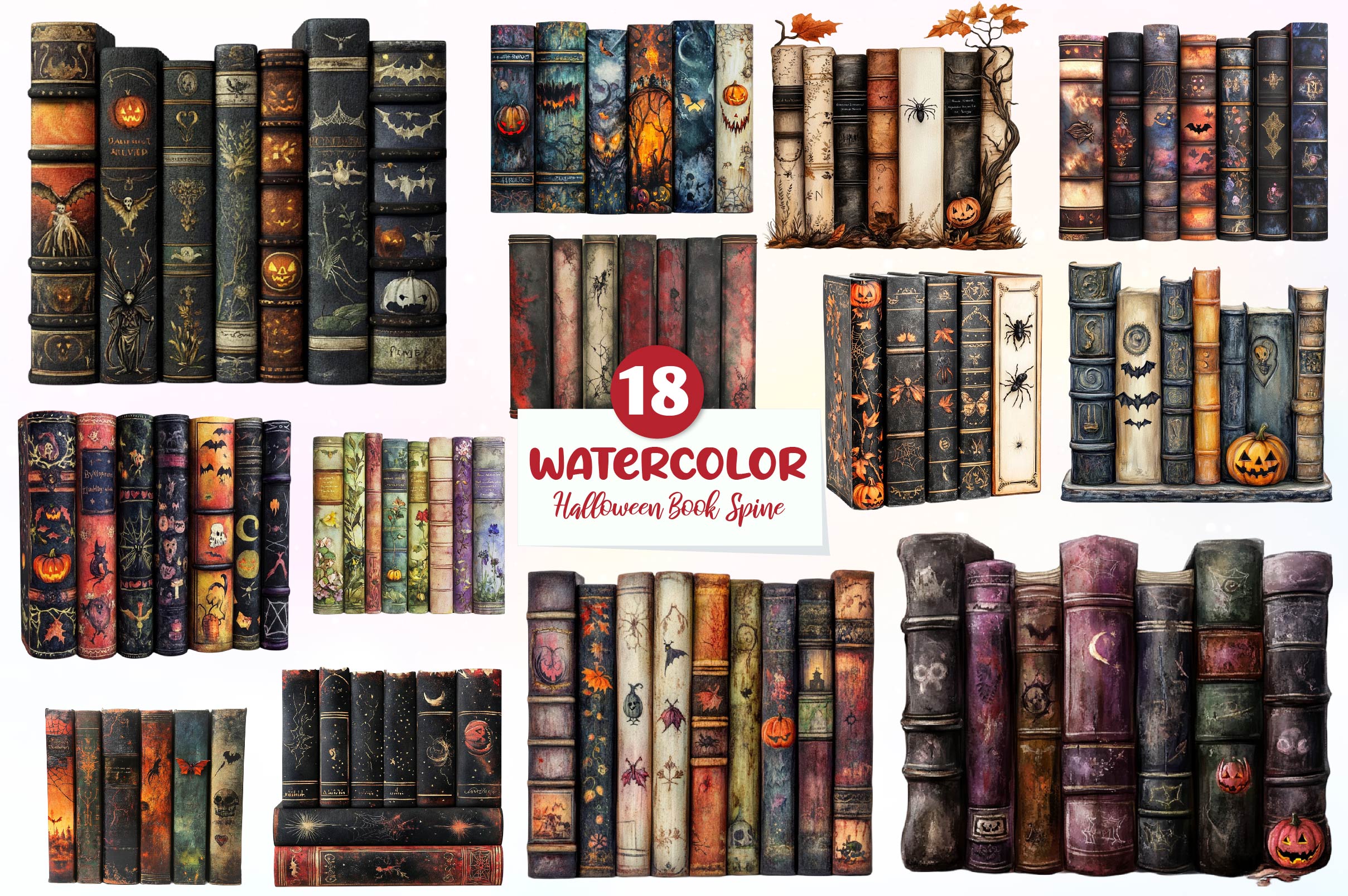 Halloween Book Spine Clipart Bundle - CraftNest - Digital Crafting and Art