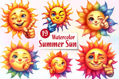 Summer Sun Cute Sun Clipart Bundle - CraftNest - Digital Crafting and Art